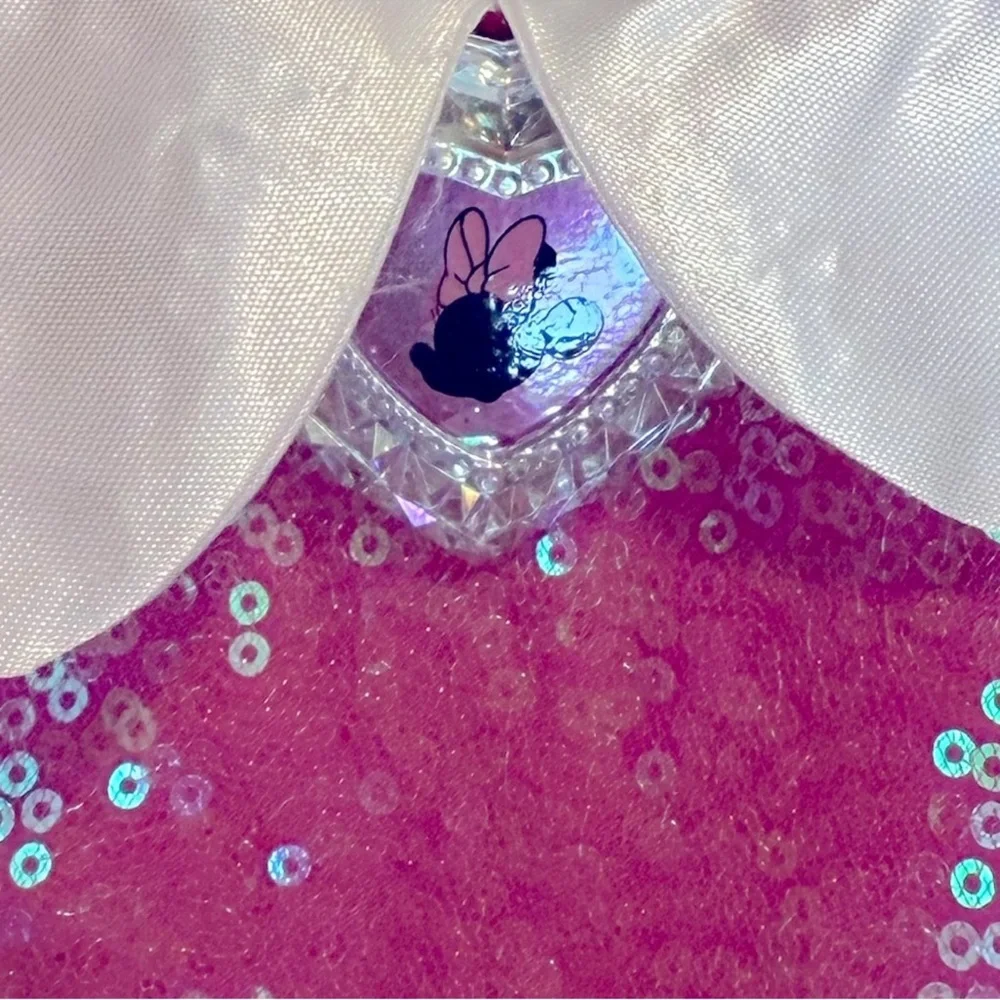 Disney Minnie Mouse Pink Dress Costume w/ ears, Glows in the Dark, Size 7/8.
